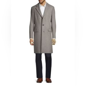 Theory NWT! Chambers FL Wool Blend Coat Bark Melange Melton - sz. L